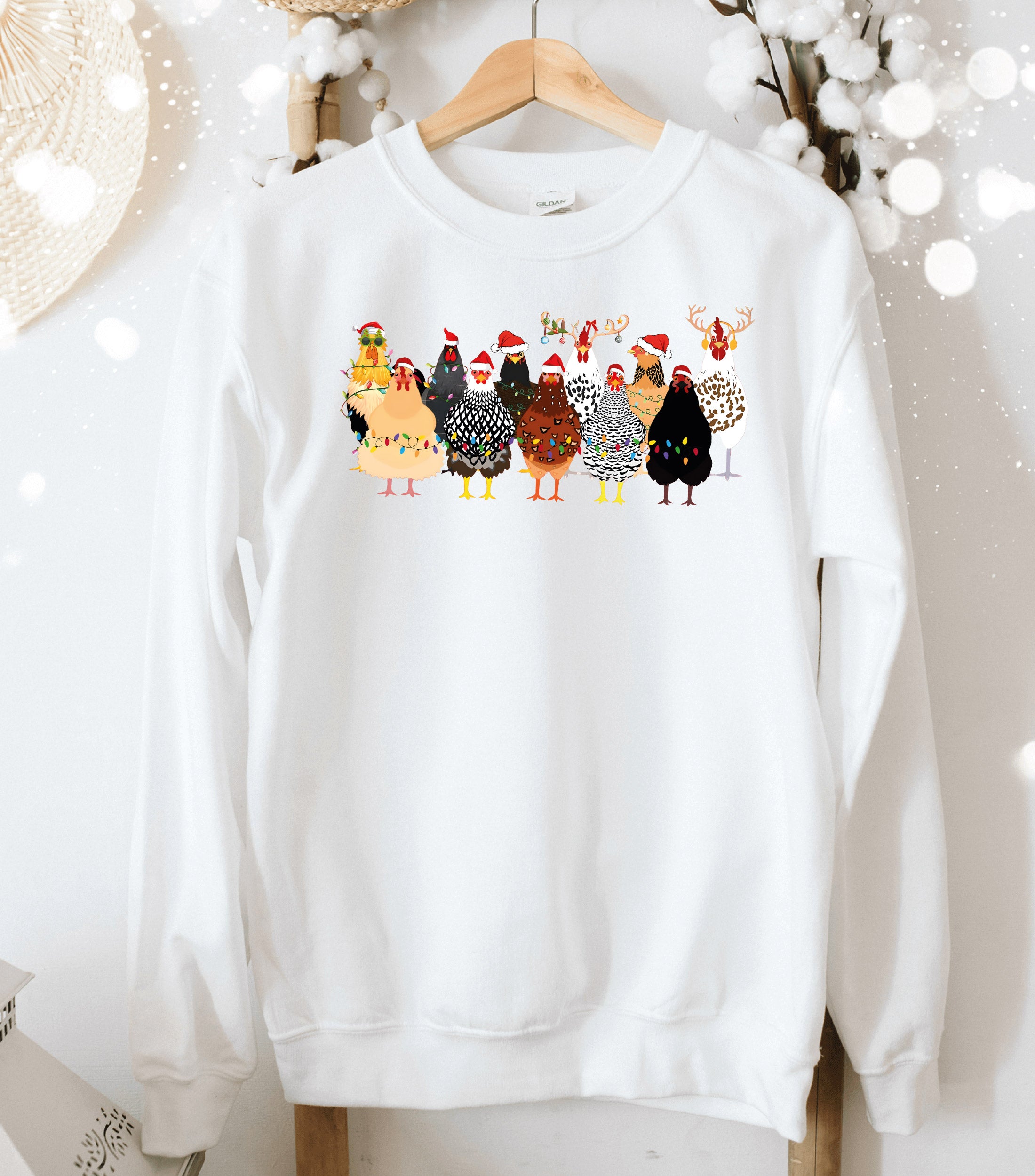 Adorable Christmas Chickens Sweatshirt - Festive Farm Animals Holiday Pullover | Perfect Gift for Animal Lovers