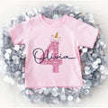 Personalised 4th Unicorn Birthday T-Shirt - Custom Name & Age | Rainbow Design for Kids | Perfect Birthday Gift | Any Name, Any Age-White-Kids: 1-2 Years