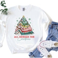 All Booked for Christmas | Cozy Christmas Book Tree Sweater for Librarians & Book Lovers | Holiday Bookworm Sweatshirt