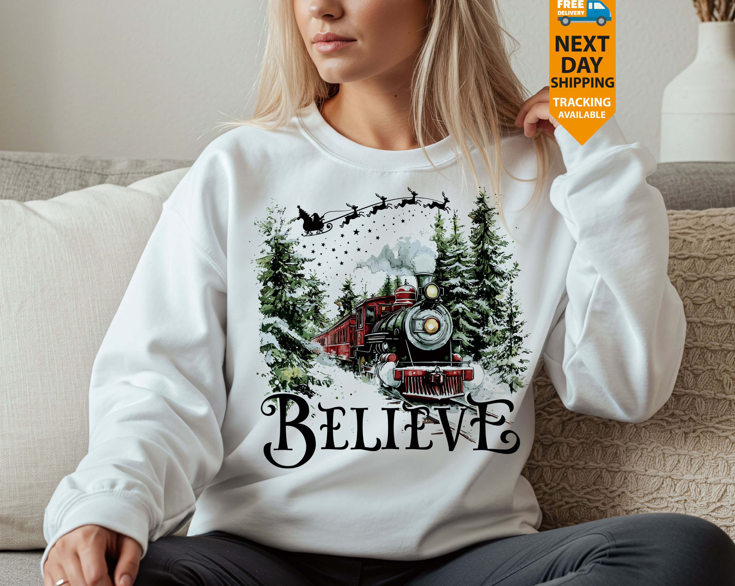 Polar Express Christmas Sweatshirt: Holiday Cotton Blend Pullover #395