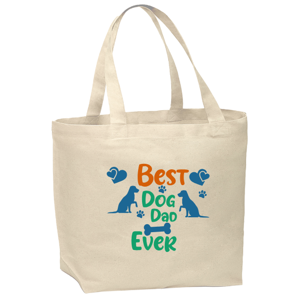 Best Dog Dad Ever Tote Bag – Organic Oversized Shoulder Bag, Customizable with Any Text or Photo, Perfect Gift for Dog Lovers