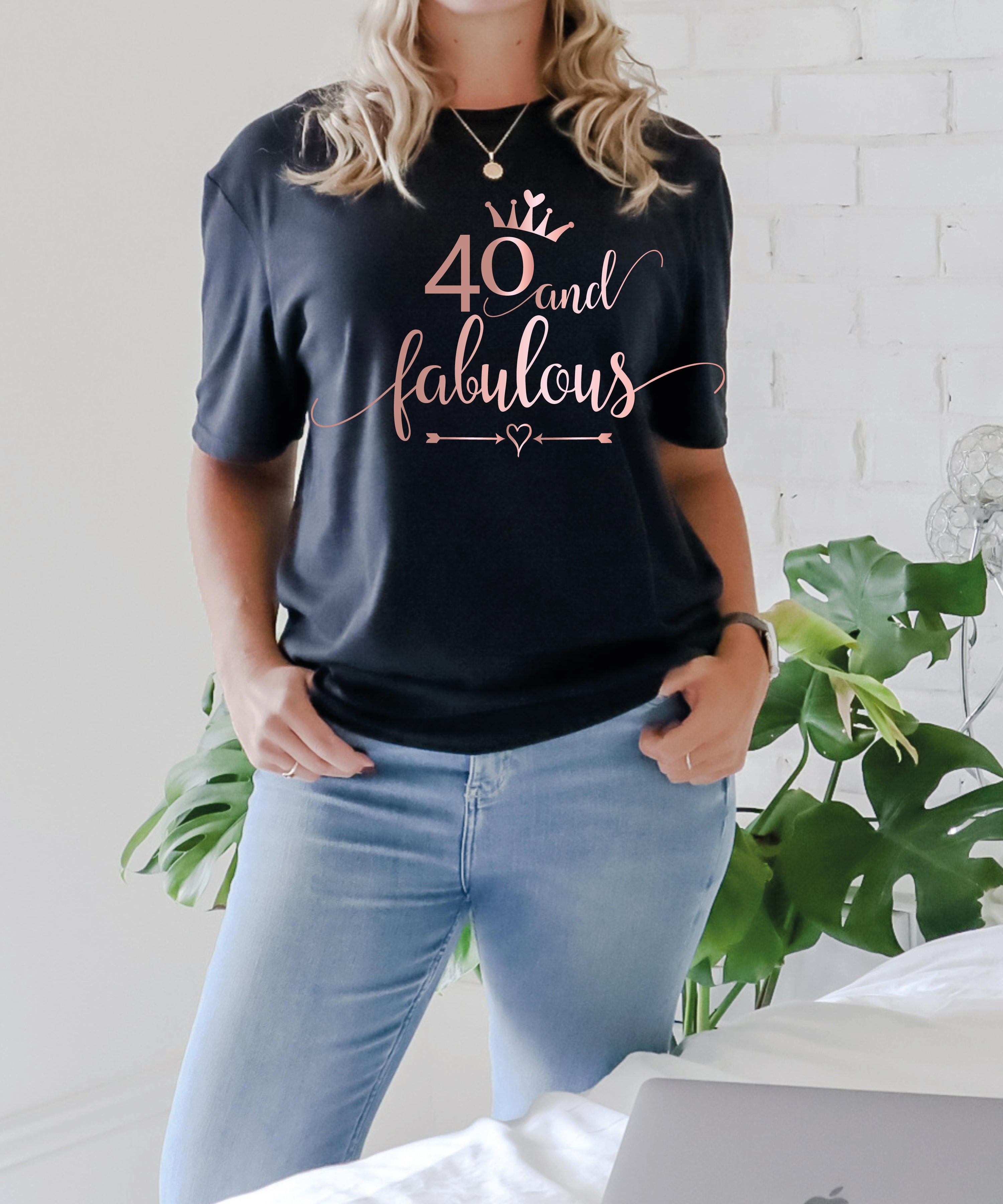 40 & Fabulous T-shirt | 40th Birthday Shirt | Personalized Birthday Gift for Women | Stylish & Comfortable 40th Birthday Tee | Perfect Ladies Celebration T-shirt