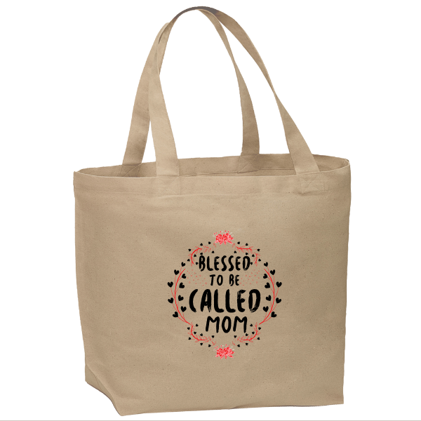 Blessed to Be Called Mom Tote Bag – Organic Oversized Shoulder Bag, Customizable with Any Text or Photo, Perfect Gift for Moms