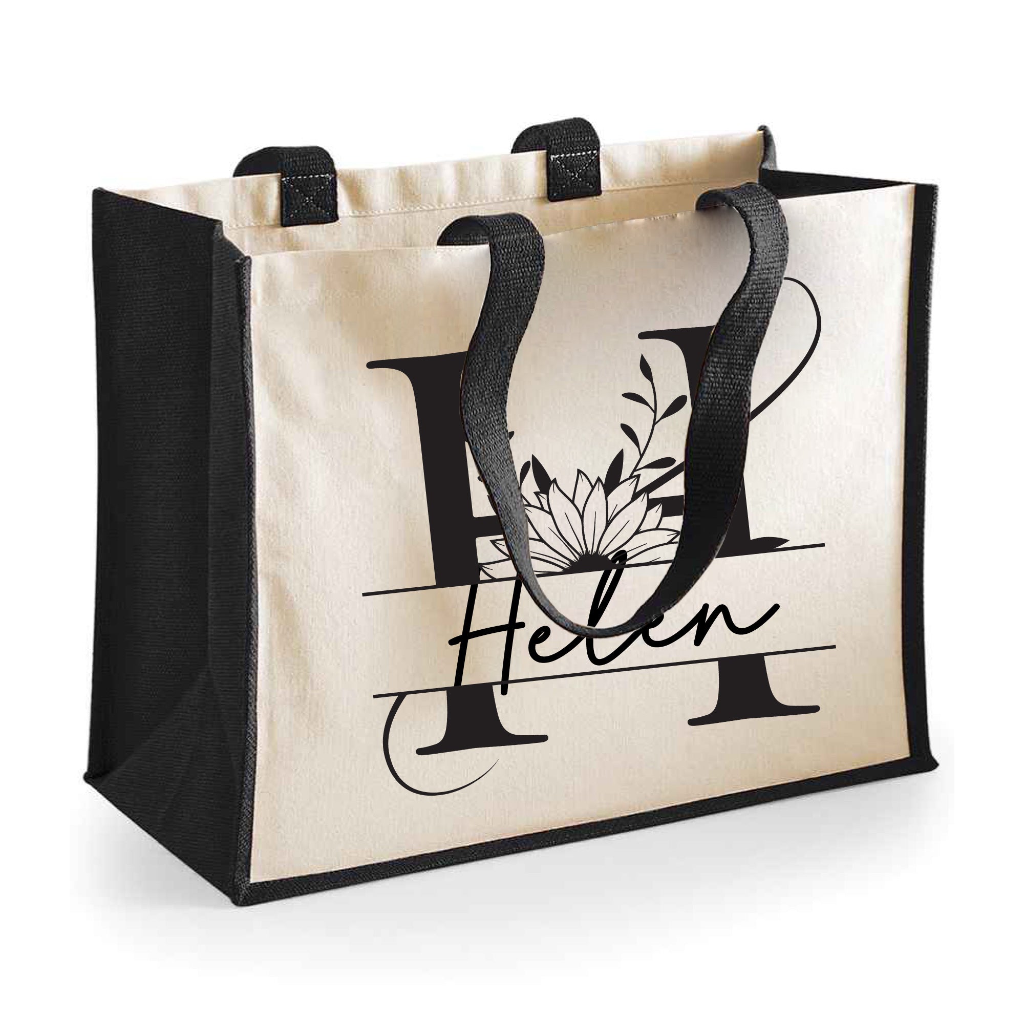 Personalised Tote Bag - Custom Name & Initial - Perfect Gift for Teachers, Moms, Grandmas, Aunts, Weddings & More