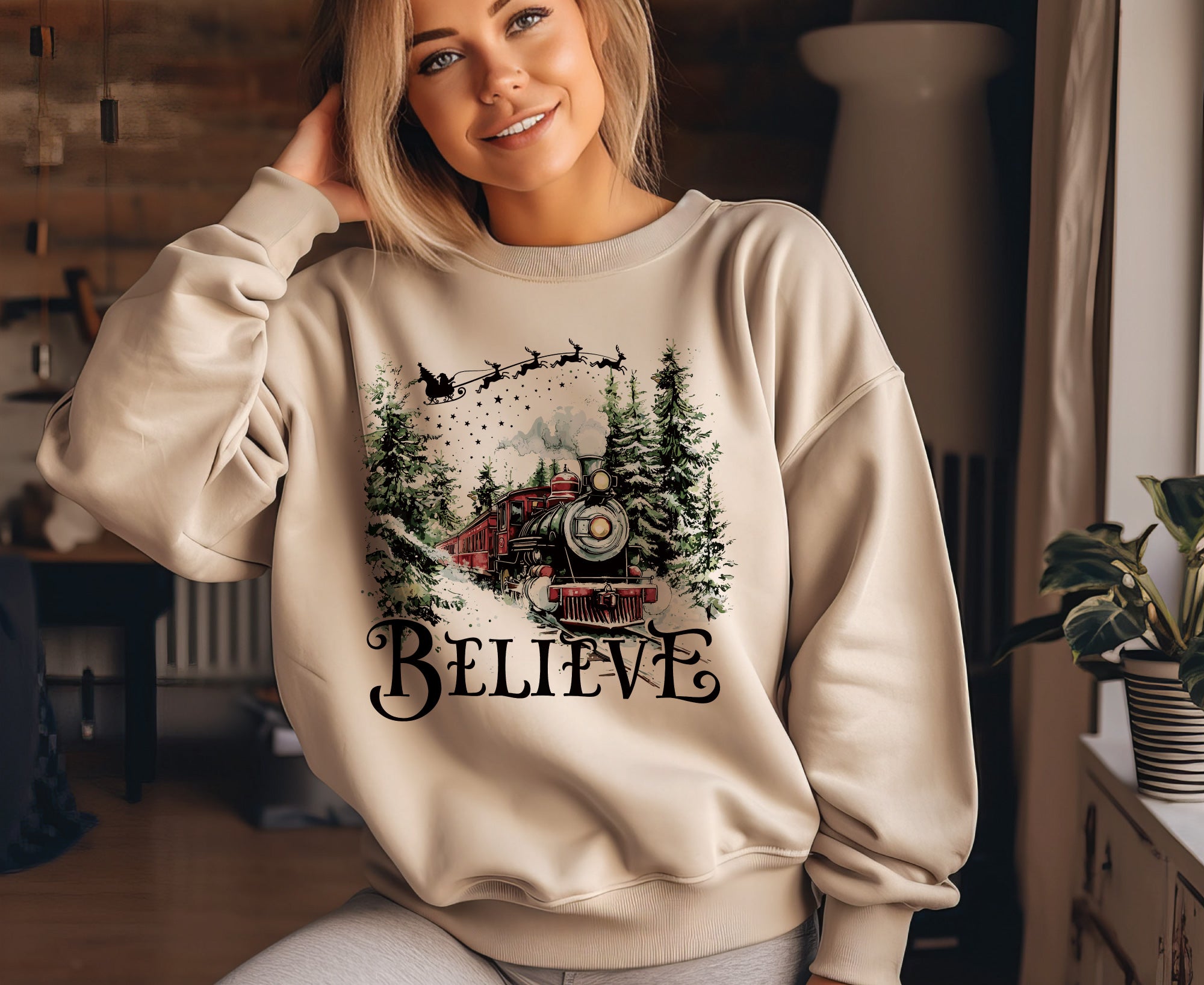 Polar Express Christmas Sweatshirt: Holiday Cotton Blend Pullover #395