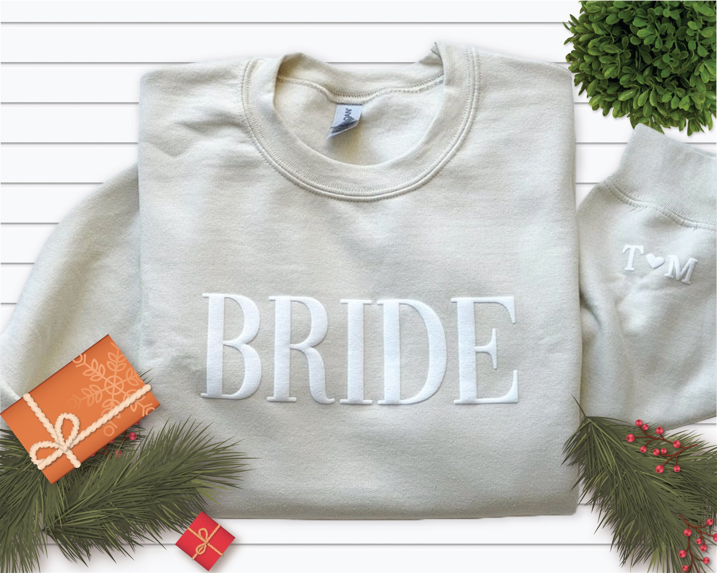 Personalised Embossed Bride Sweatshirt – Wedding Jumper, Wifey Gift, Anniversary Present