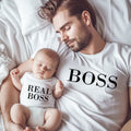 Boss & Real Boss Matching T-shirts | Dad & Child Father's Day Gift | New Dad Gift from Son or Daughter | Perfect Father's Day Tee for Dad & Baby