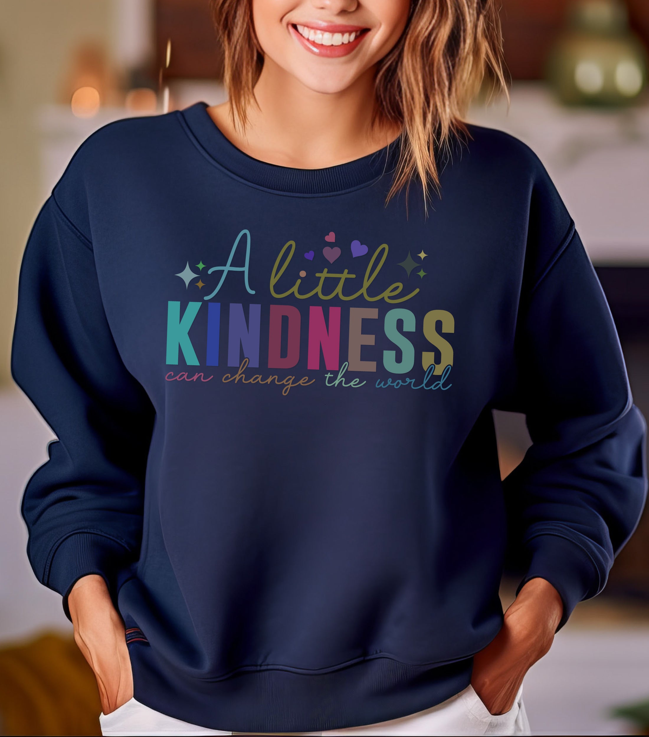 A Little Kindness can change the world | Motivational Sweatshirt | Inspirational Quote Cozy Sweatshirt for Confidence & Positivity | Perfect Gift for All-White-Adult: Extra Large