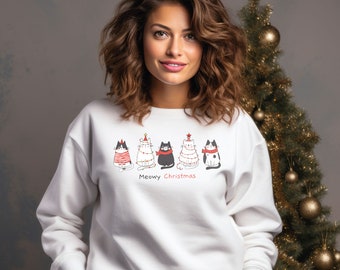 Meowy Christmas Sweatshirt - Cute & Cosy Holiday Cat Sweater for Christmas
