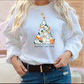 Merry Catmas Christmas Cat Tree Sweatshirt – Funny Family Holiday Jumper, Meowy Christmas Pullover for Cat Lovers-Red-Adult: Small