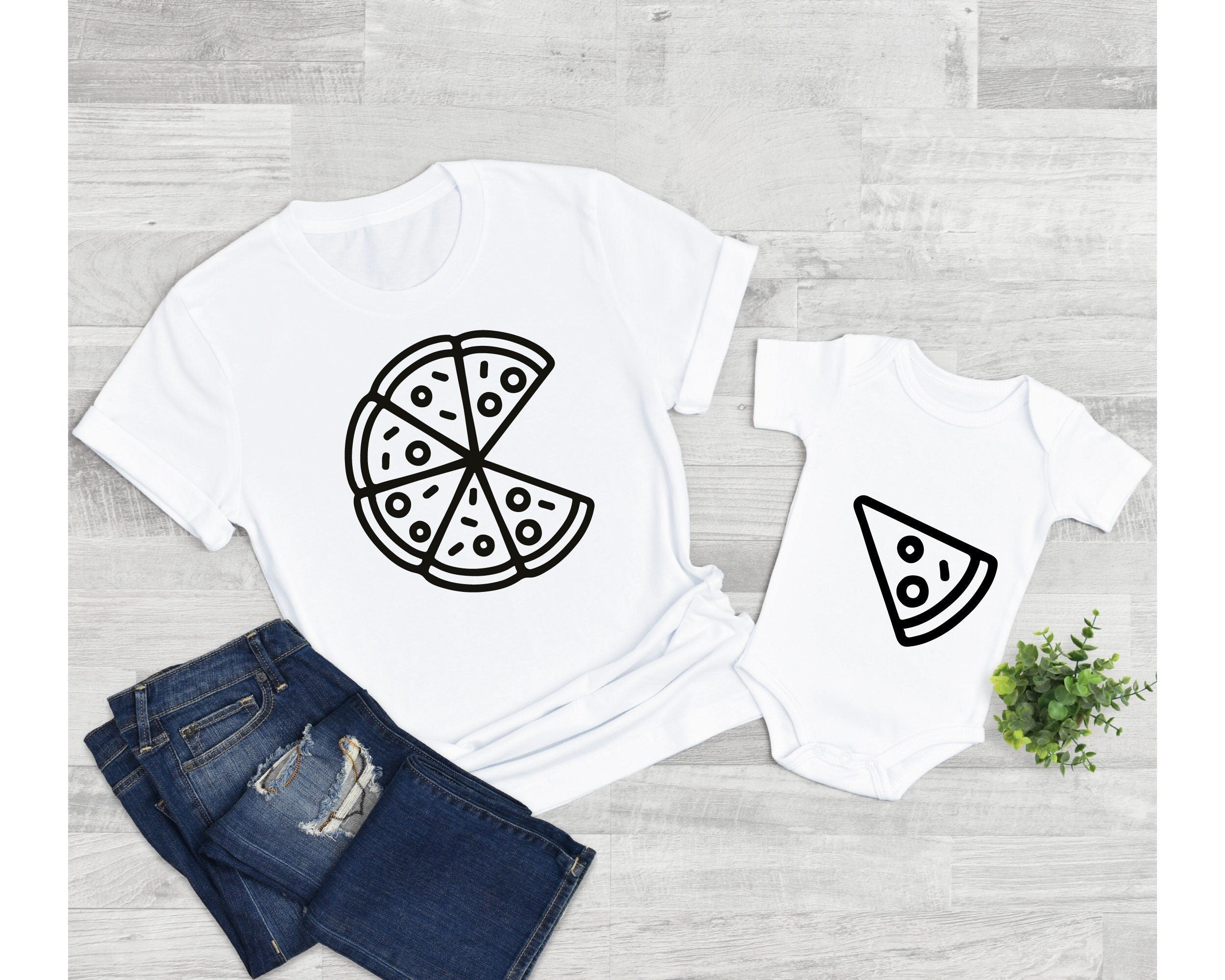 Pizza & Slice T-Shirt - Mommy and Me Matching Outfits, Mummy and Baby Shirt, New Baby Gift, Mother's Day Shirt for New Moms, Cute & Fun!