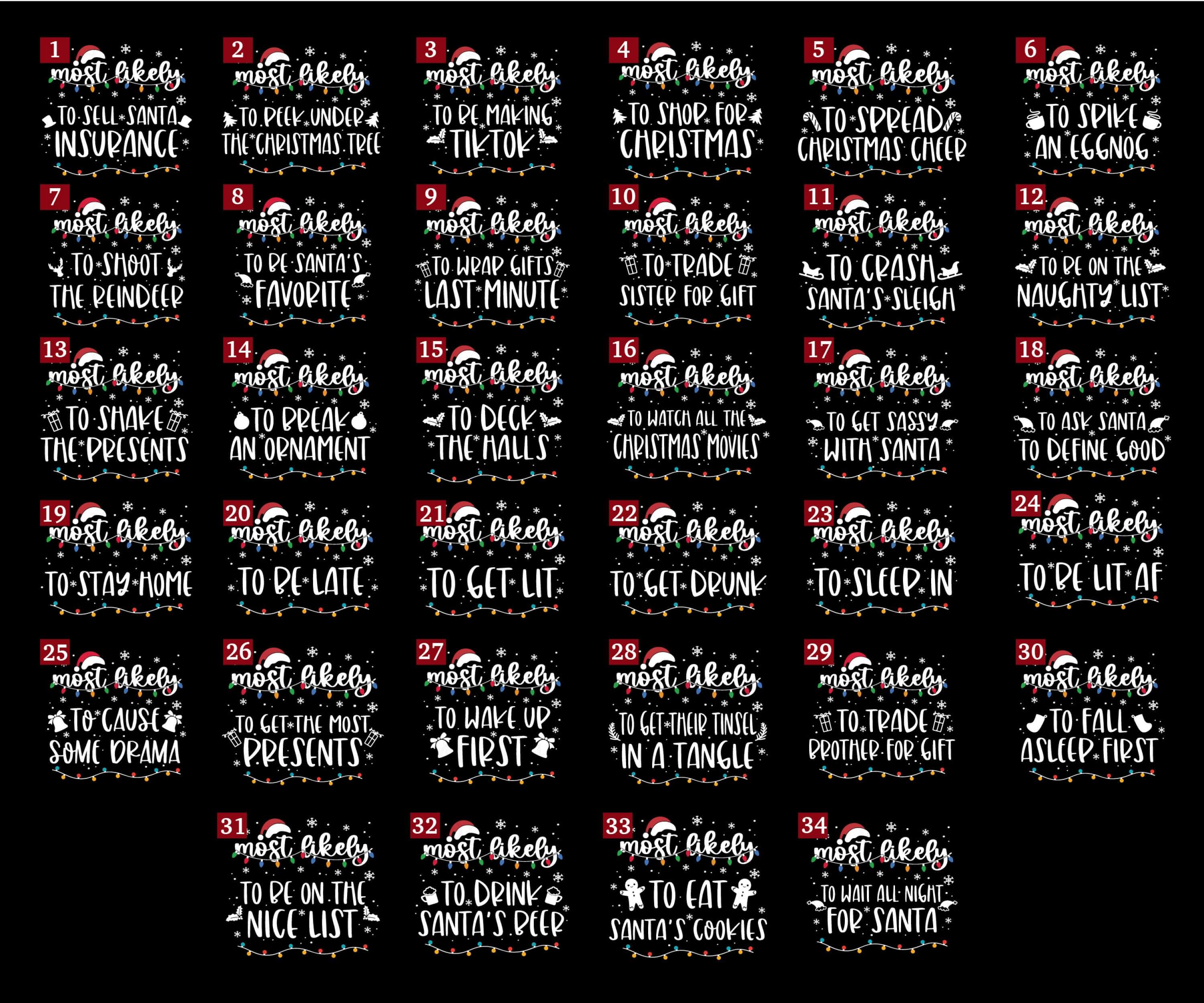 Most Likely To Christmas Quote Shirts, Christmas Family Matching Outfit.