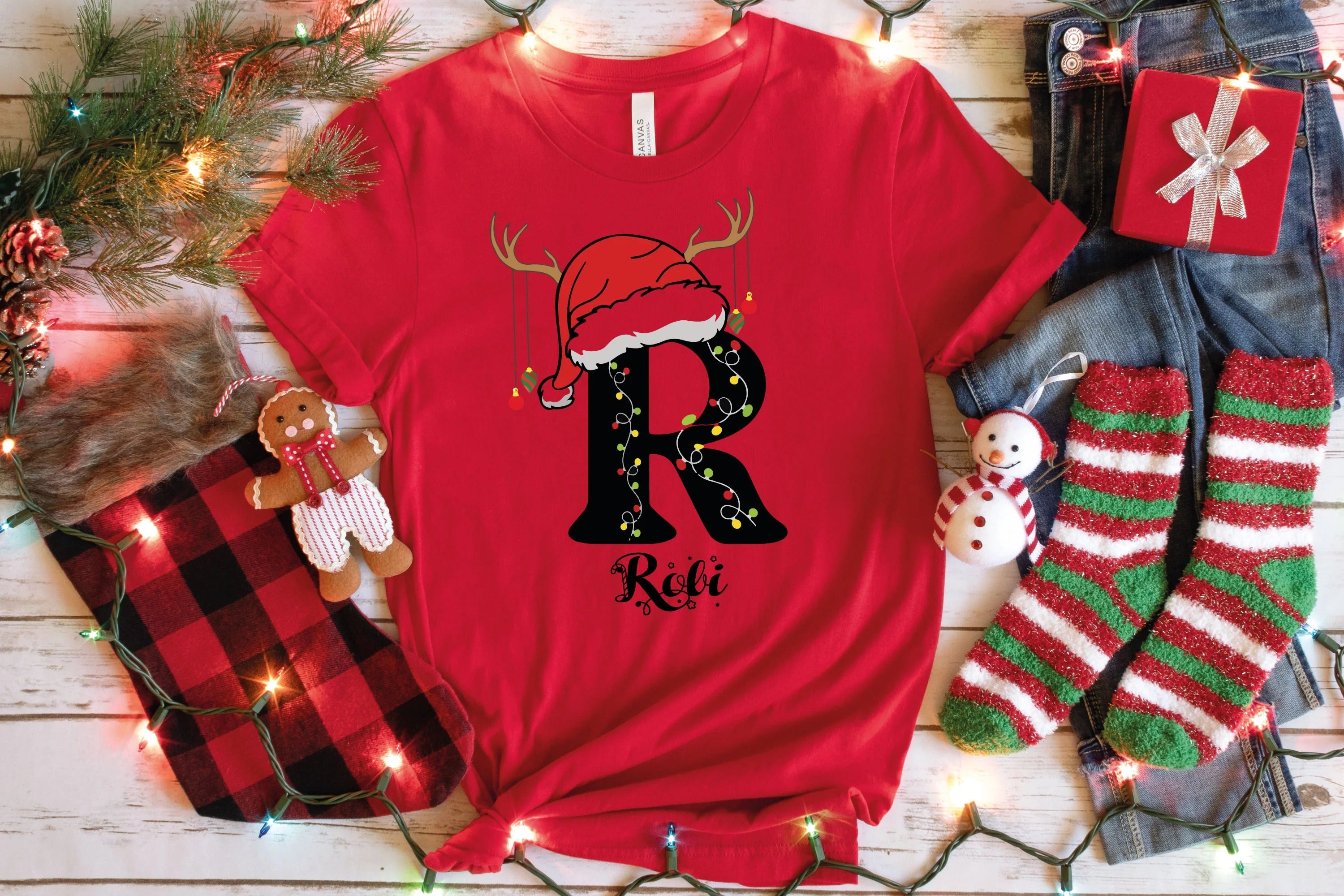 Custom Family Christmas Shirts – Monogrammed Name Tees for Festive Family Photos