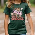 Just Here for the Snacks Kids Funny T-Shirt - Cute & Comfy Graphic Tee for Boys & Girls - Perfect Gift for Parties & Casual Wear