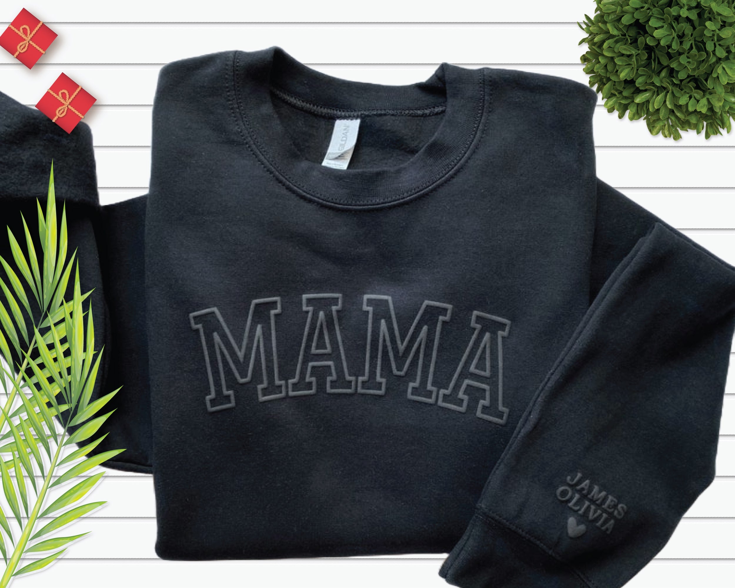 Personalised Puff Print Mama Sweatshirt – Kids' Names on Sleeves, Mother’s Day Gift