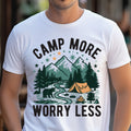"Camp More Worry Less" Outdoor Enthusiast T-Shirt - Perfect for Hikers, Climbers & Nature Lovers | Unisex Design, Comfortable & Stylish Tee