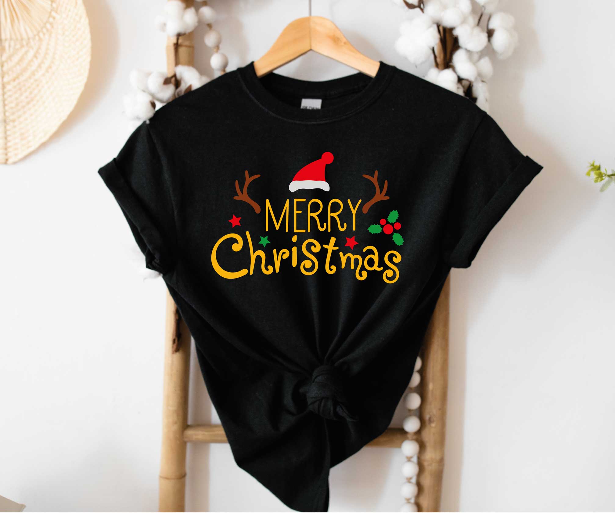 Merry Christmas Shirts For Women - Santa Holiday Graphic Tee, Vintage Xmas Tree Family Matching Outfits