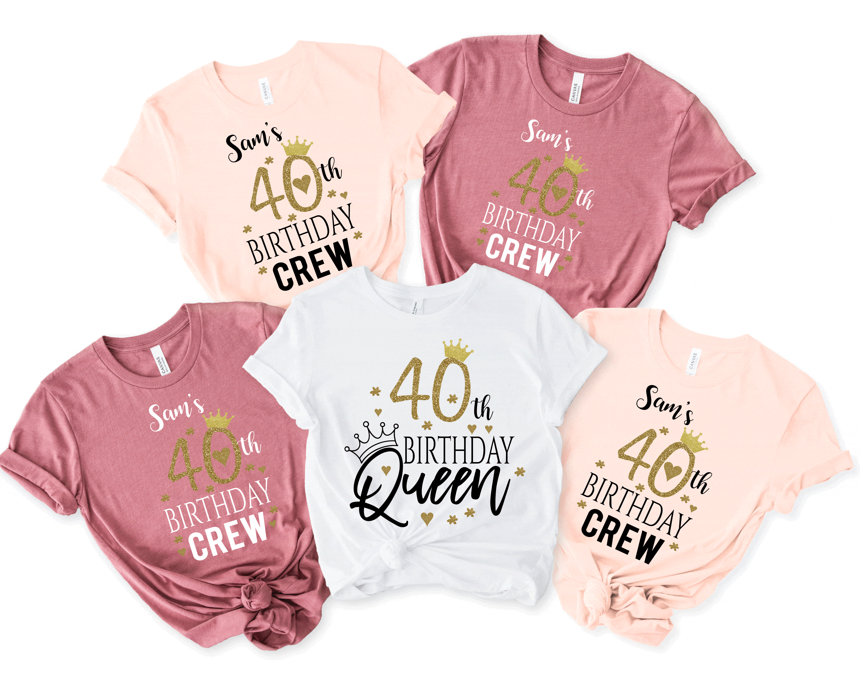 40th Birthday Queen T Shirt, Personalized Girls Squad Tees ,Custom 40 Birthday Trip Party Matching Shirts, Unique Fun Gift Idea