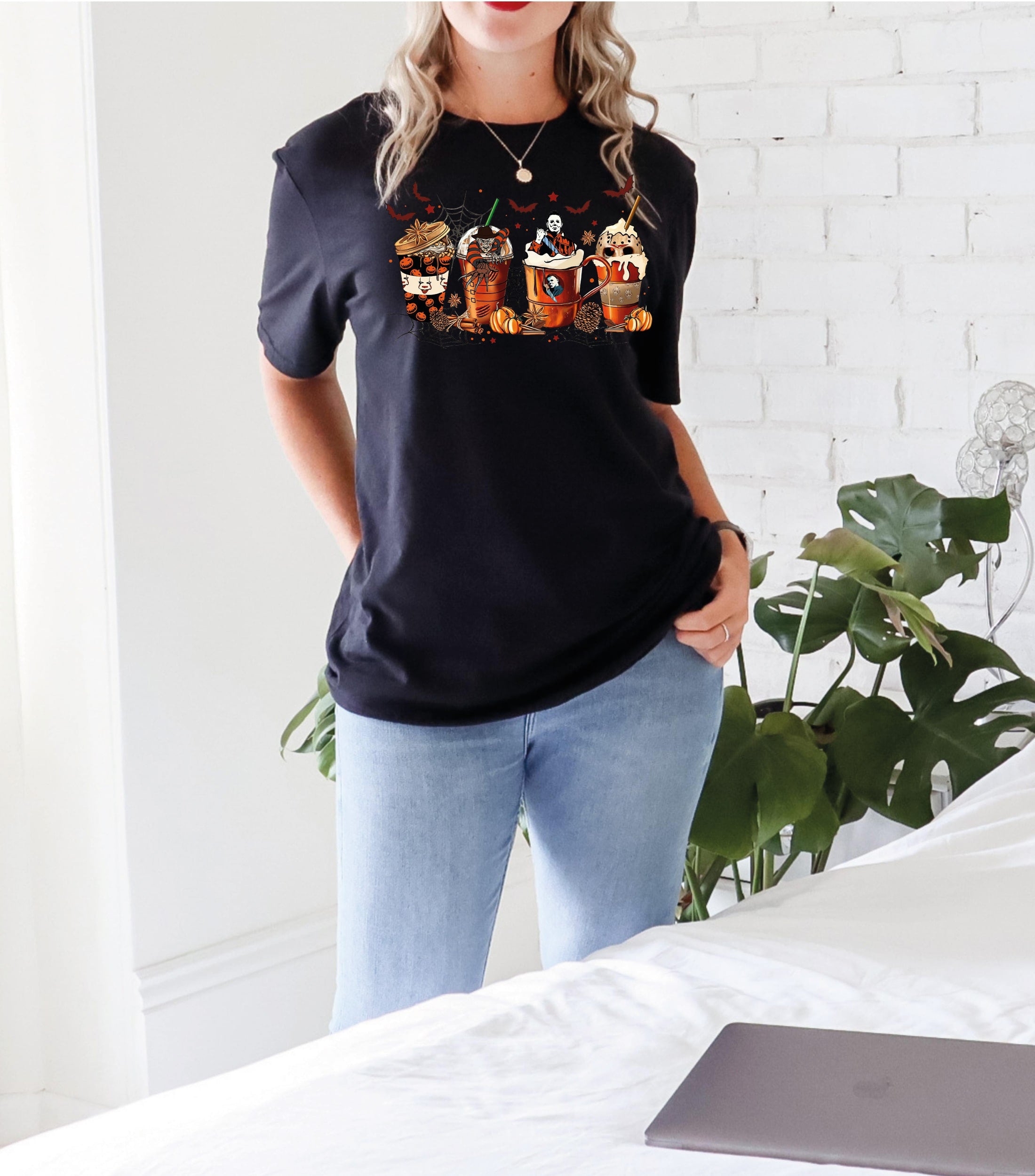 Skeleton Halloween T-Shirt – Skull Coffee Cup Tee for Spooky Season