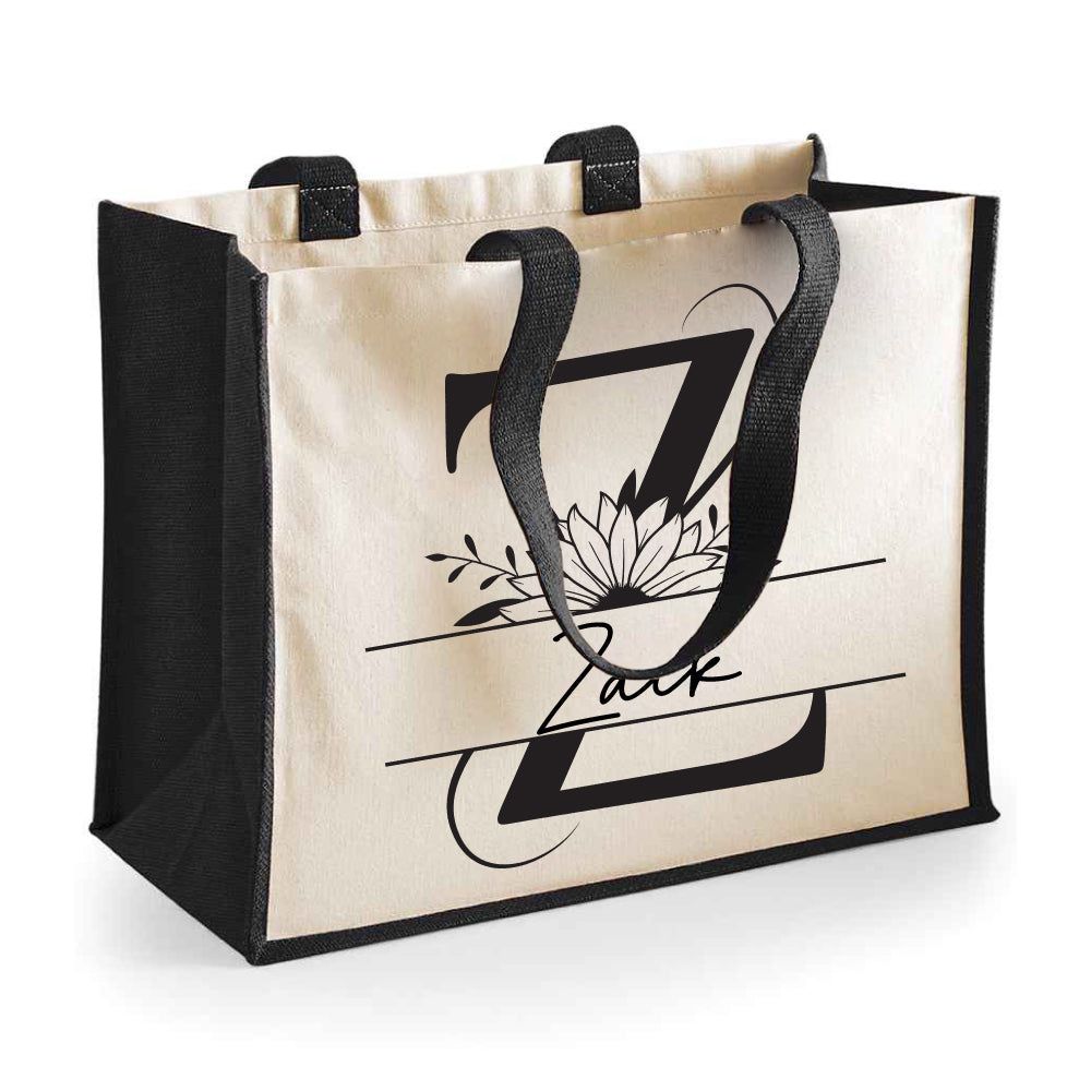 Personalised Tote Bag - Custom Name & Initial - Perfect Gift for Teachers, Moms, Grandmas, Aunts, Weddings & More