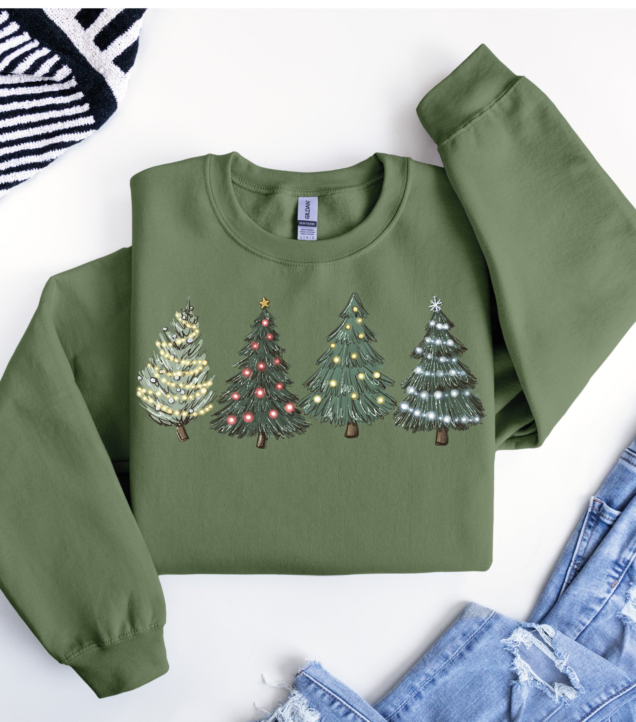 Green Tree Christmas Sweater for Women | Holiday Crewneck & Sweatshirt | Festive Winter Tops