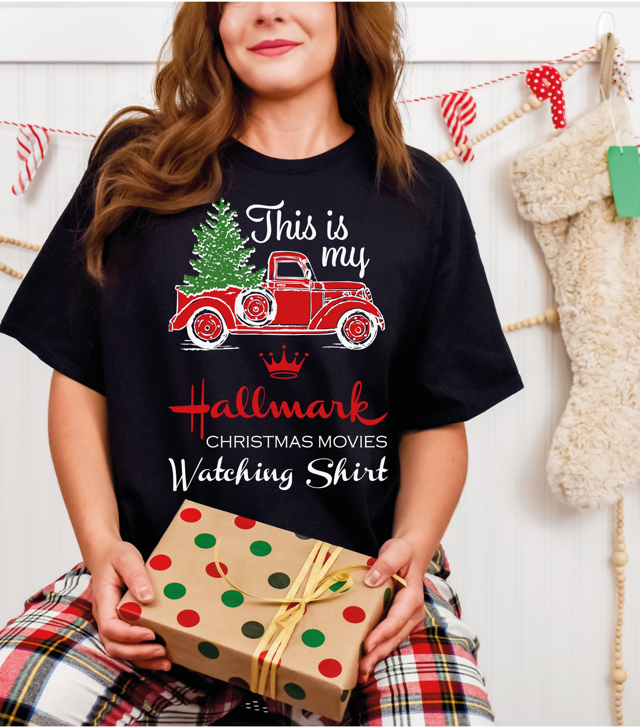 This is my Christmas Movie Watching T-shirt with red Christmas truck
