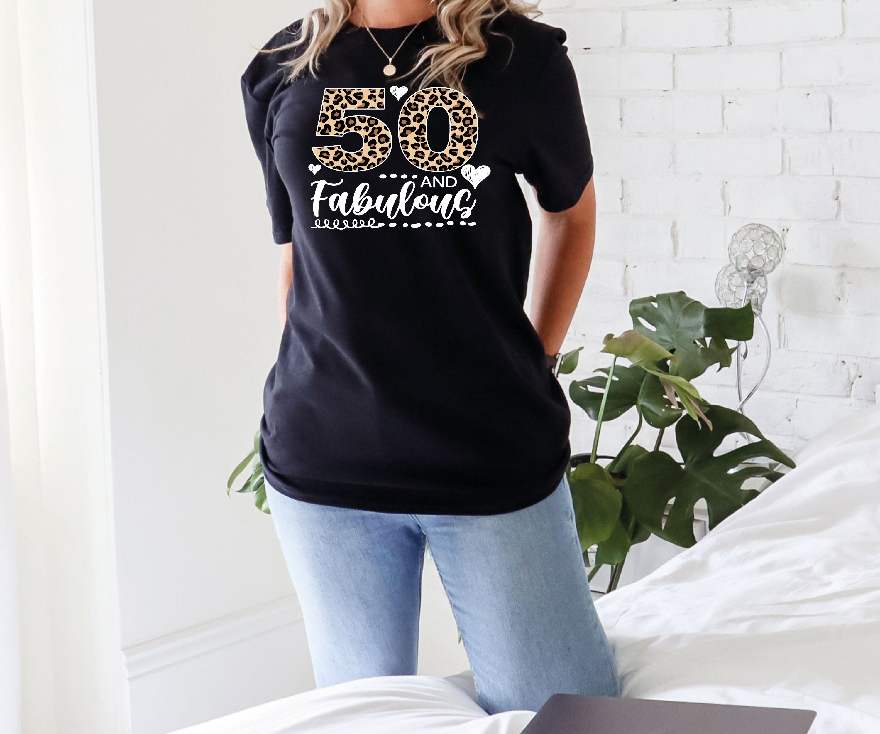 50 & Fabulous T-shirt | 50th Birthday Shirt | Personalized Birthday Gift for Women | Stylish & Comfortable 50th Birthday Tee | Perfect Ladies Celebration T-shirt