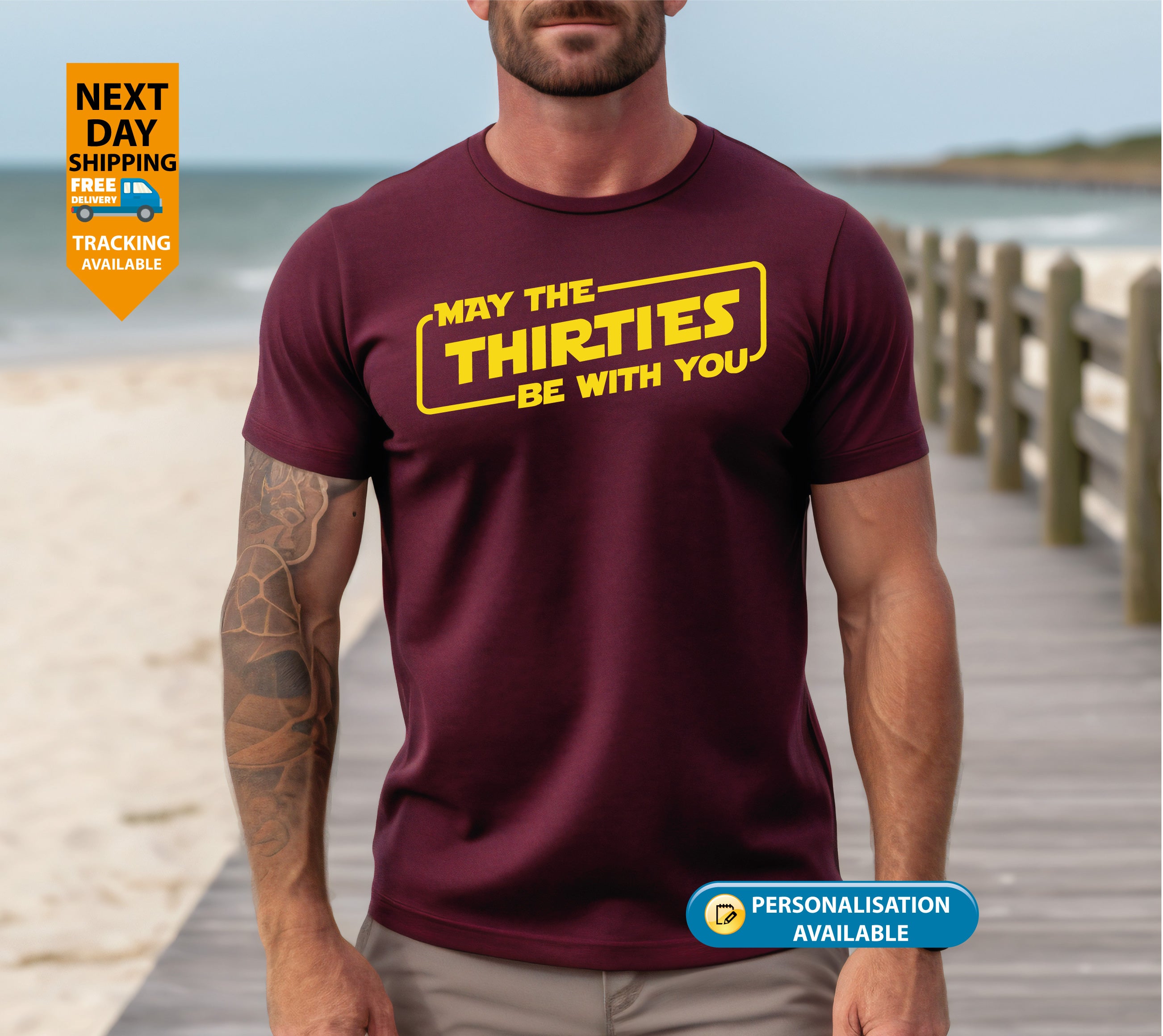 May the THIRTIES Be With You" T-Shirt – Perfect 30TH Birthday Gift for Men, Dad, Husband, or Him – Funny 30-Year-Old Birthday Shirt