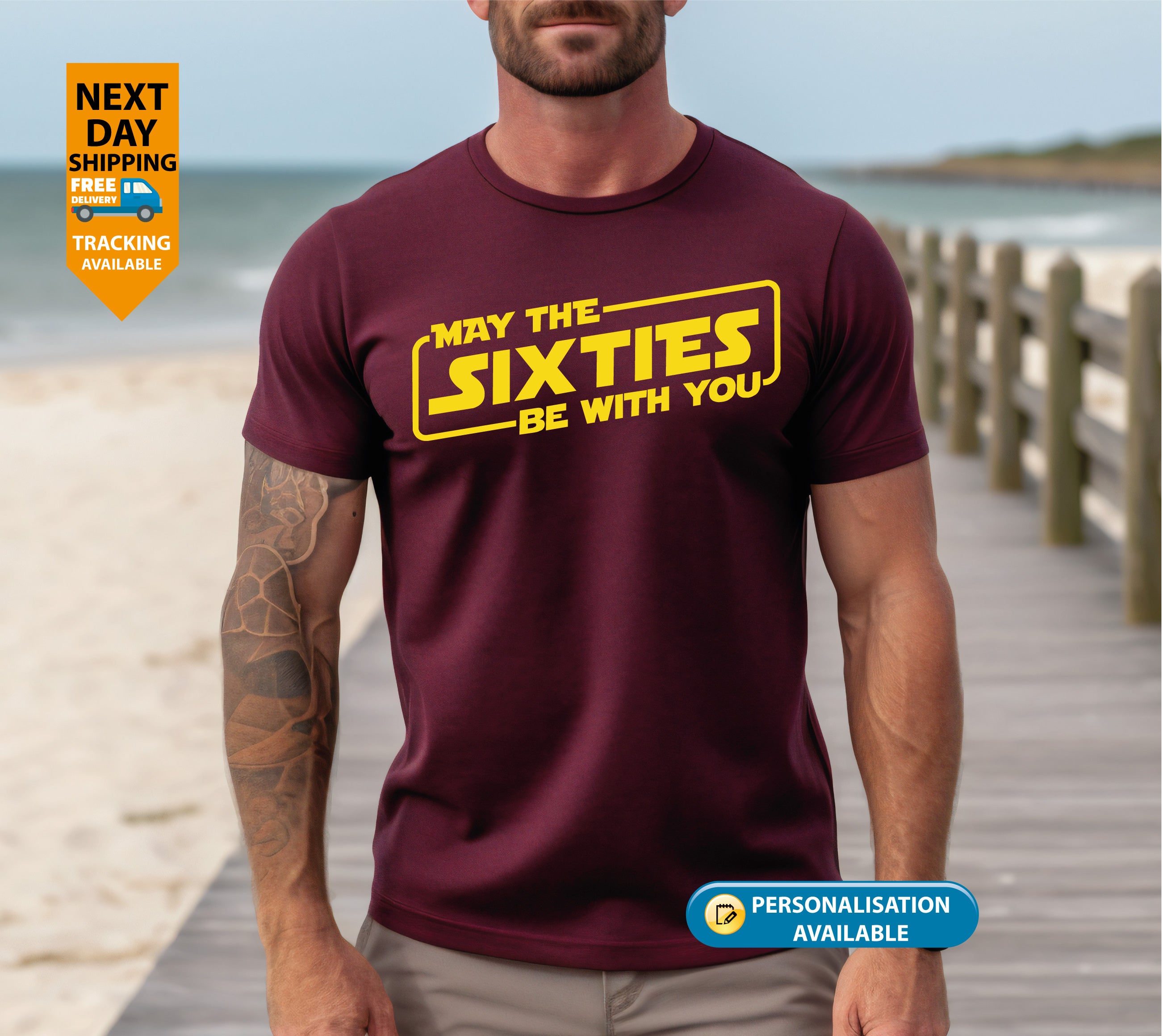 May the SIXTIES Be With You" T-Shirt – Perfect 60TH Birthday Gift for Men, Dad, Husband, or Him – Funny 60-Year-Old Birthday Shirt#252