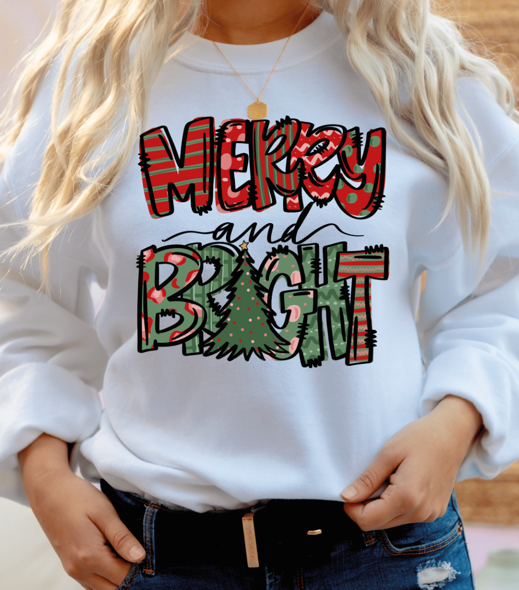 Merry Bright Christmas Sweatshirt – Cozy Unisex Holiday Style