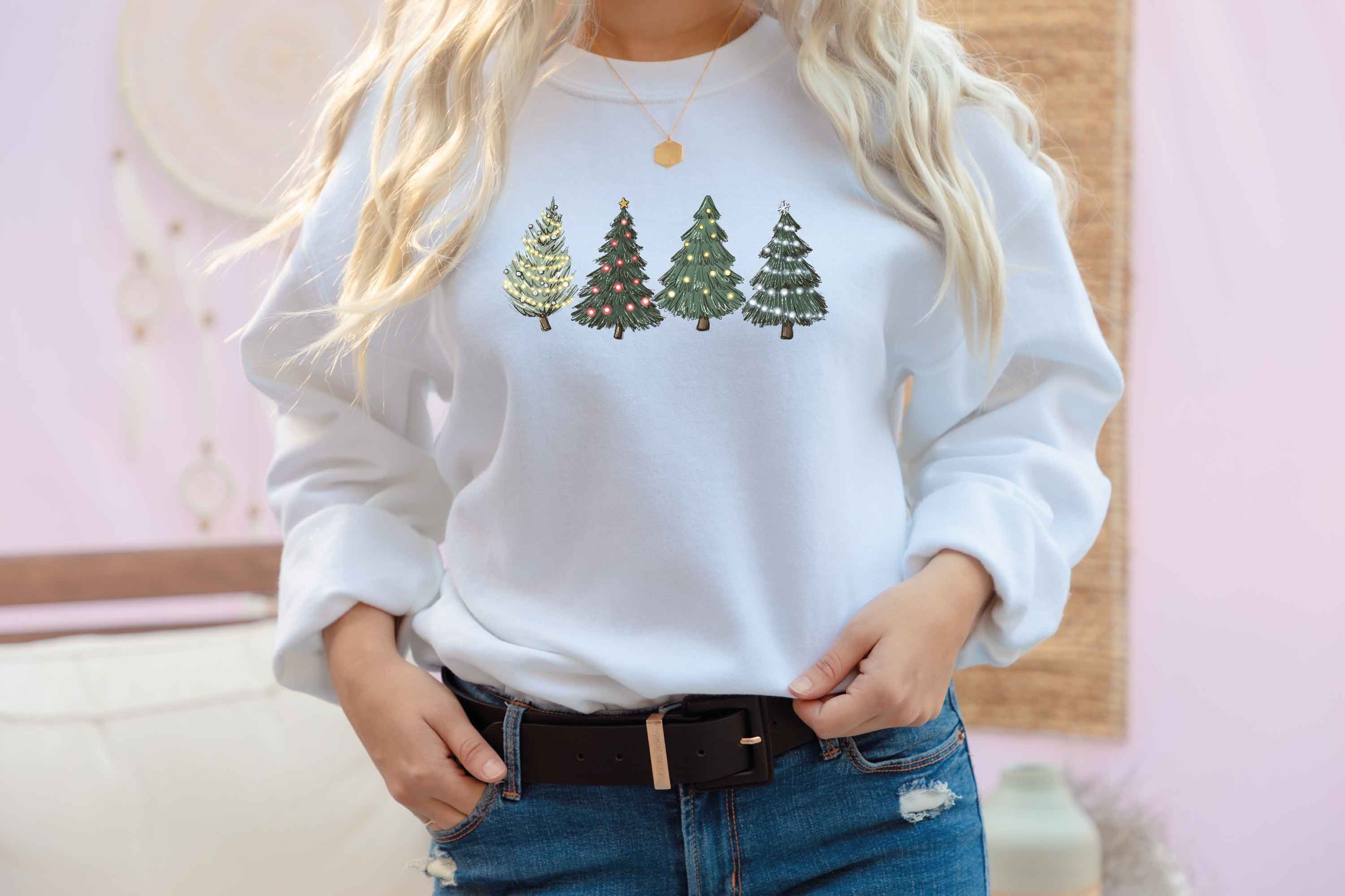 Green Tree Christmas Sweater for Women | Holiday Crewneck & Sweatshirt | Festive Winter Tops