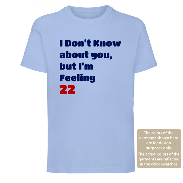 Custom Birthday Kids T-Shirt – I Don’t Know About You, But I’m Feeling 22
