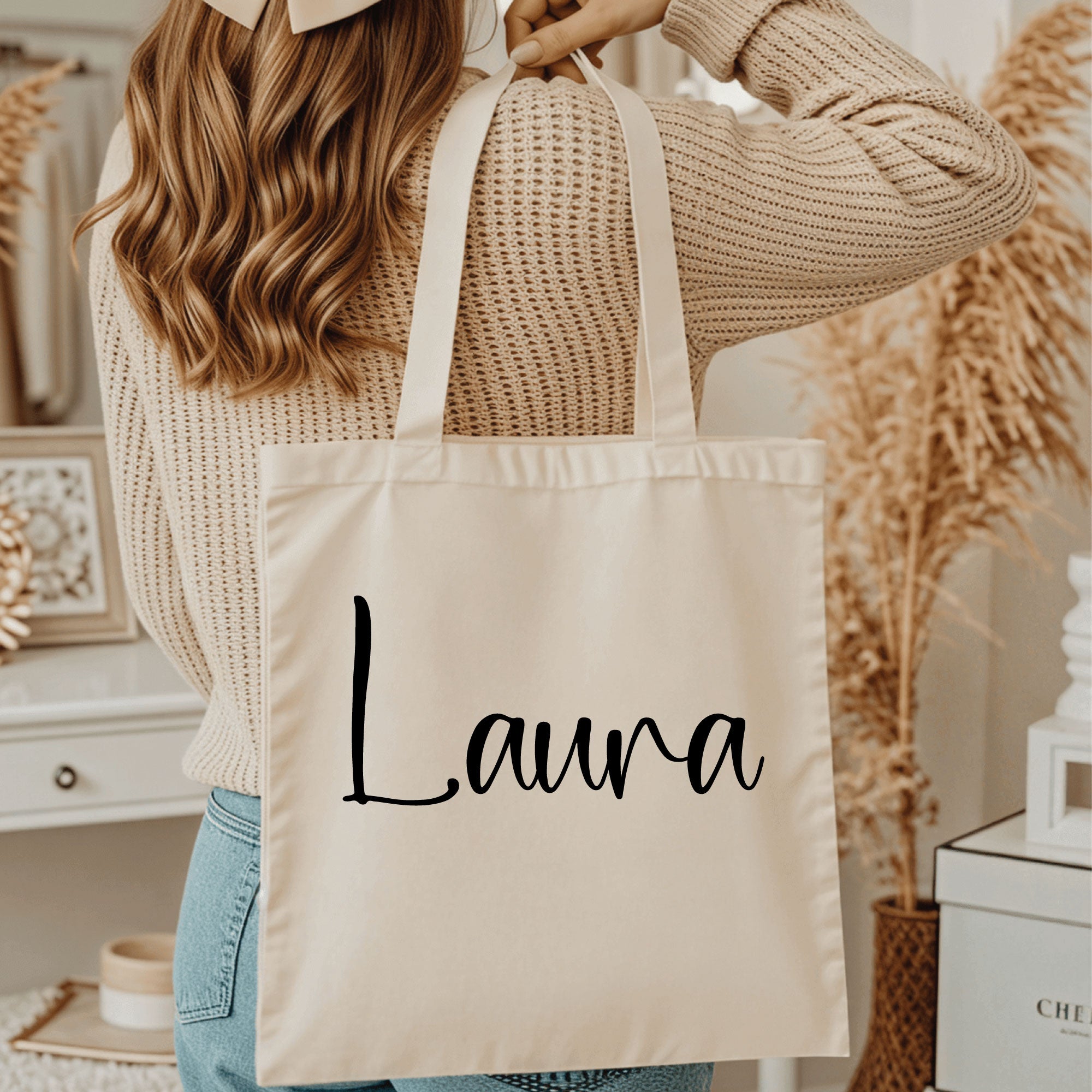 Personalized Gift Bag with Name– Custom Burlap Beach Tote for Bachelorette Party, Bridesmaid Proposal, or Wedding Gift