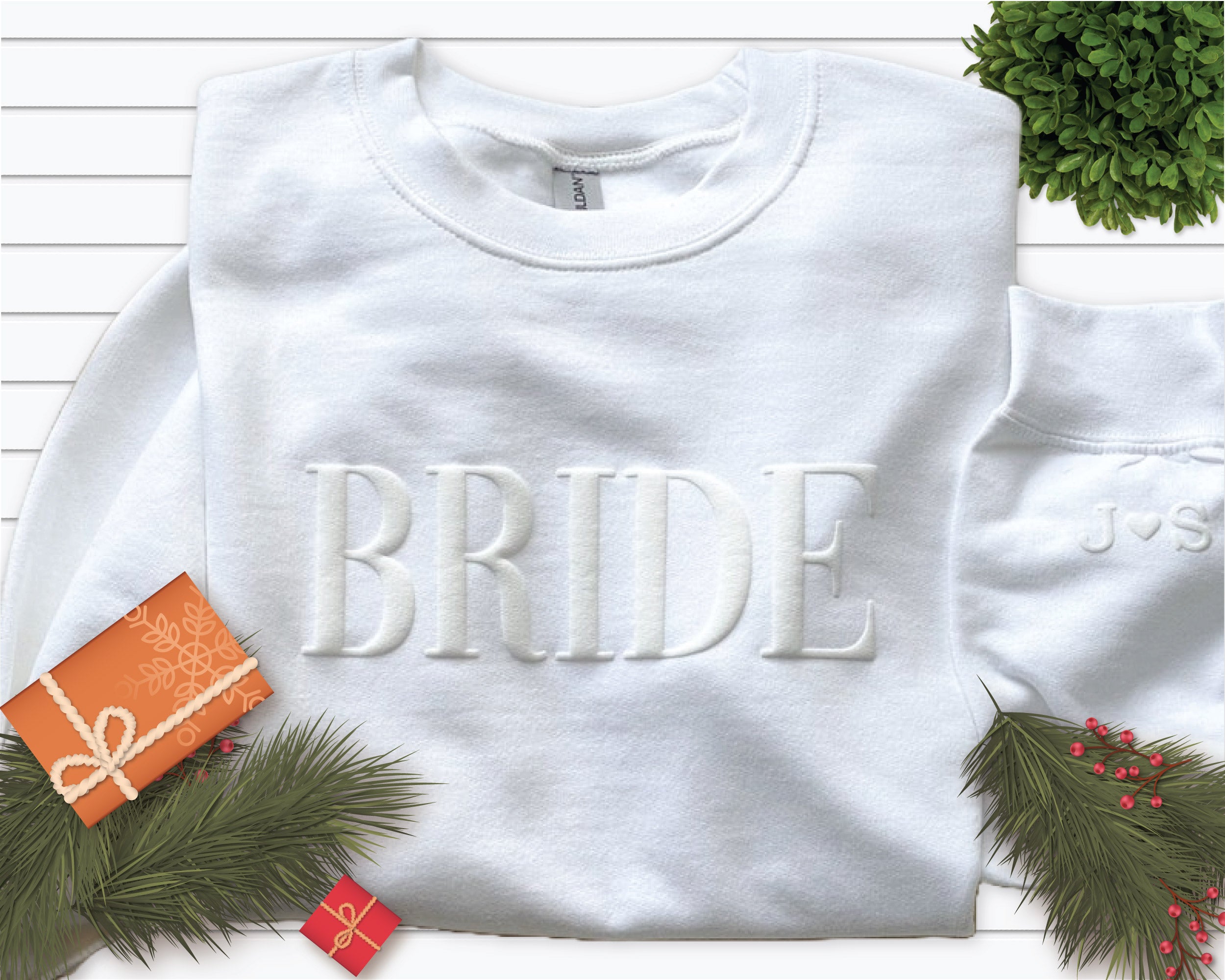 Personalised Embossed Bride Sweatshirt – Wedding Jumper, Wifey Gift, Anniversary Present
