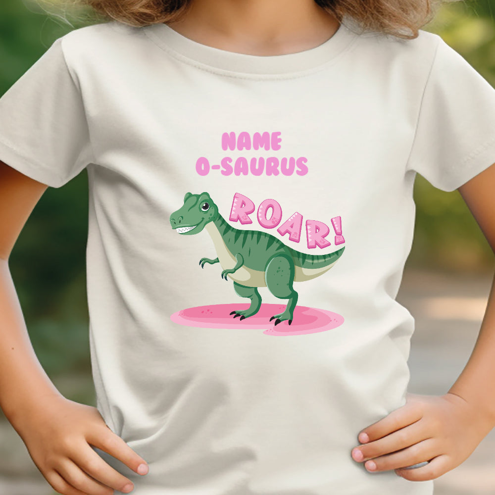 Personalized Kids Dinosaur Name T-Shirt – Customizable Tee for Boys & Girls, Perfect Gift for Dinosaur Lovers