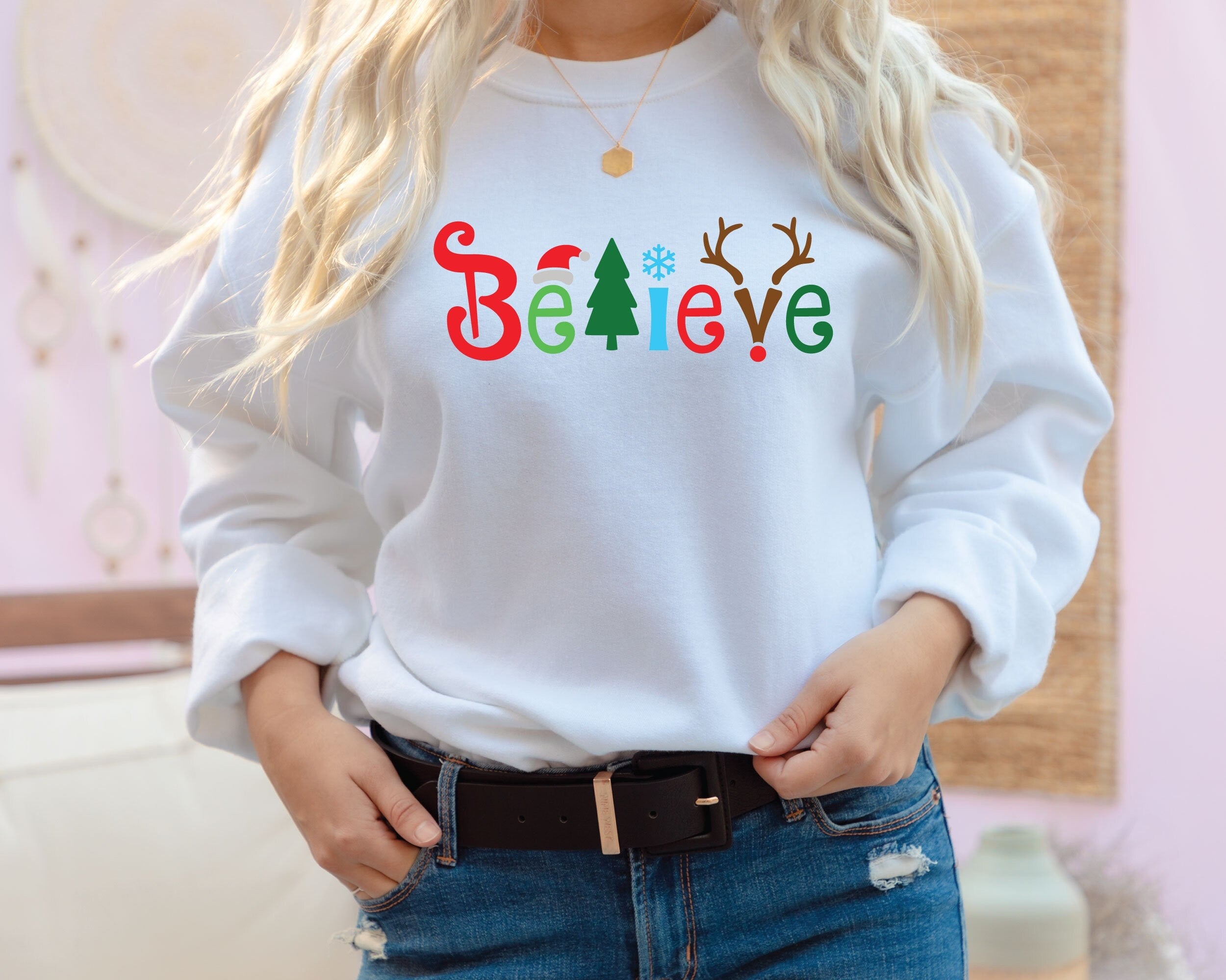 Believe Merry Christmas Sweatshirt - Festive & Cozy Holiday Wear