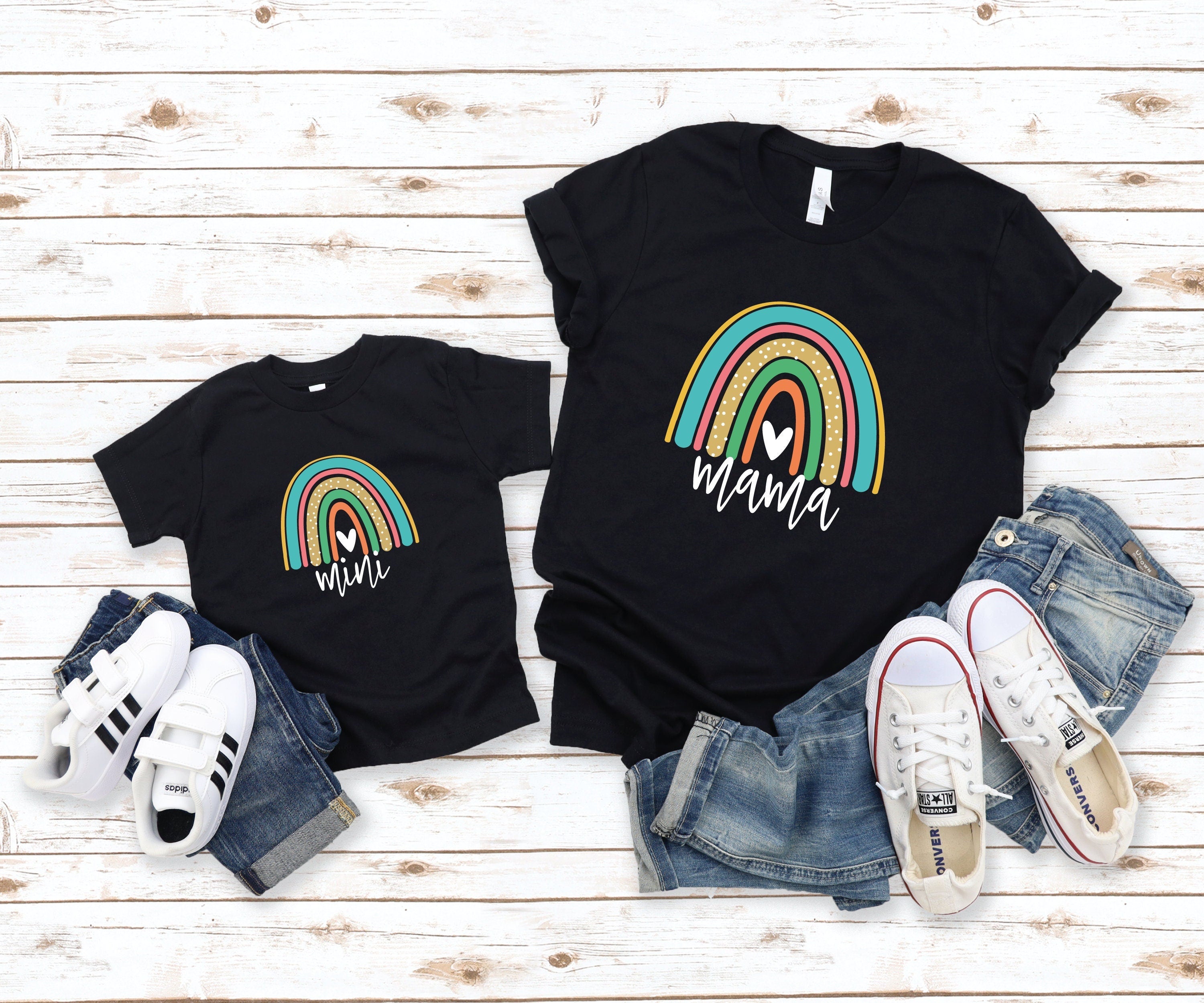 MAMA and MINI T-Shirt - Rainbow Dot Design, Mama & Me Matching Outfit, Mum and Mini Shirt, Mother's Day Gift, New Mom Cute Tee!