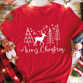 Merry Christmas Reindeer & Tree T-Shirt: Festive Holiday Spirit!