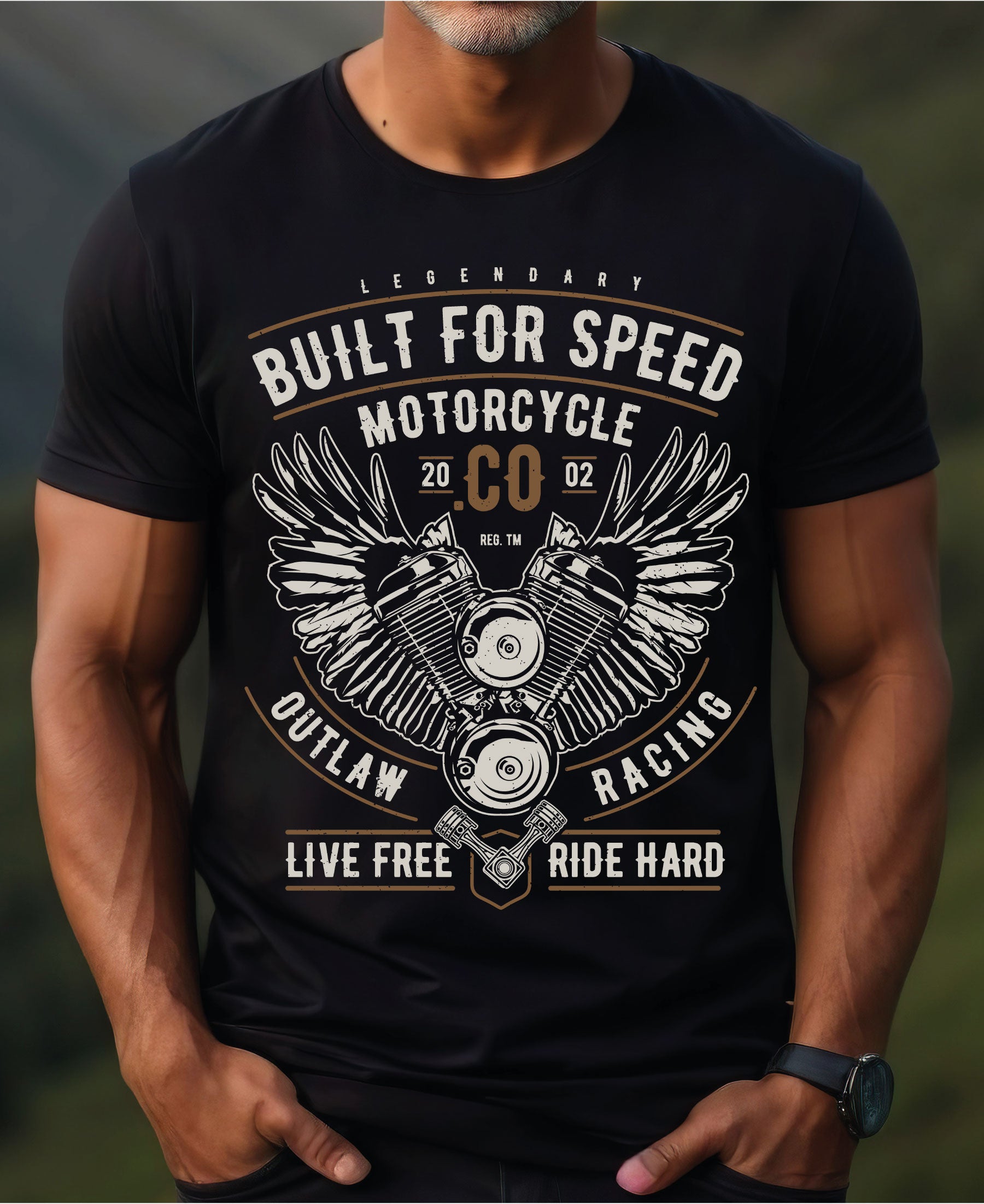 Built for Speed Motorcycles & Outlaw Racing Gear – Live Free, Ride Hard T-Shirt for Riders | Custom Motorcycle Apparel | Shop Now!
