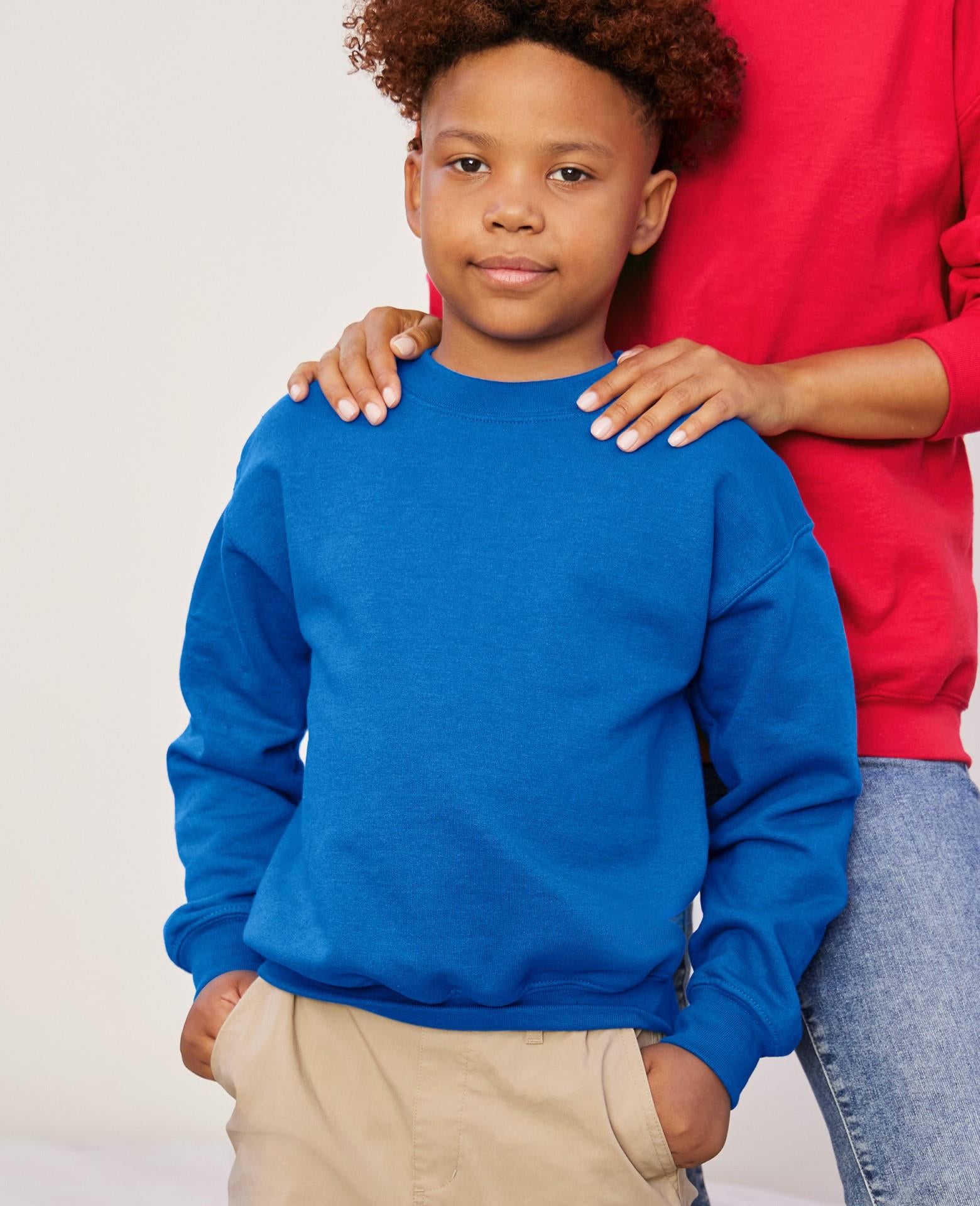 Gildan Heavy Blend Unisex Kids Crew Neck Sweatshirt | Customise with your own Photo and Text.-Sports Grey-Unisex: S