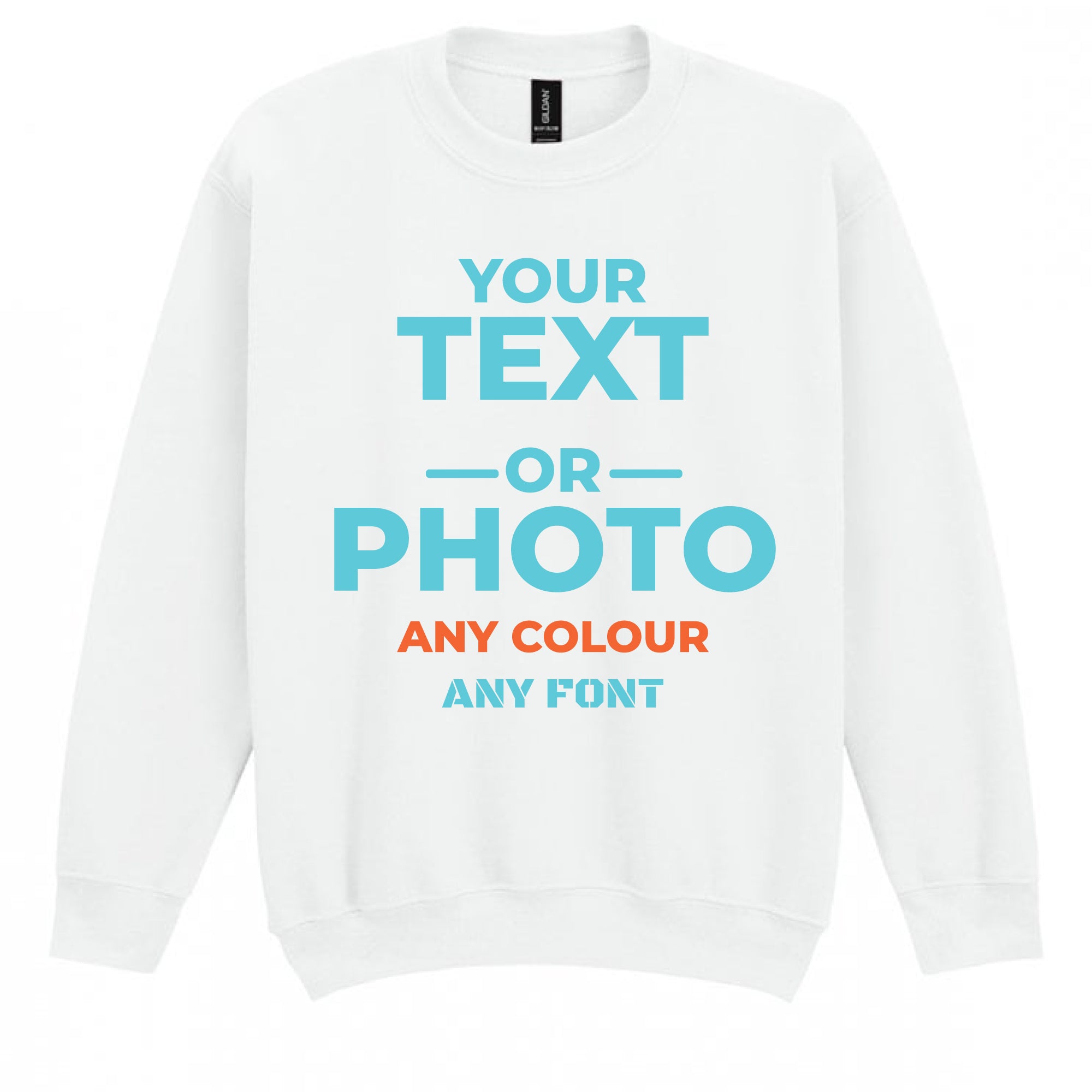 Gildan Heavy Blend Unisex Kids Crew Neck Sweatshirt | Customise with your own Photo and Text.-Sports Grey-Unisex: S