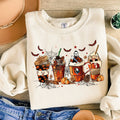 Skeleton Coffee Cups Sweatshirt – Halloween Skull Coffee Lover Jumper