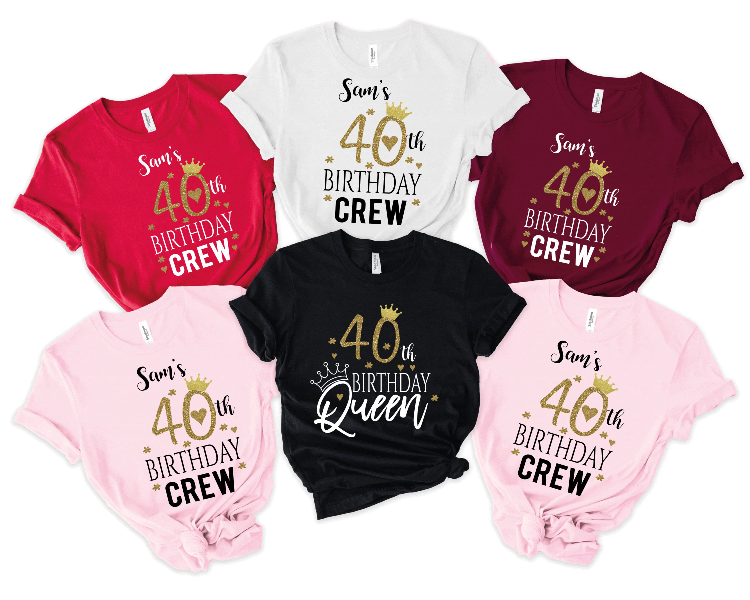 40th Birthday Queen T Shirt, Personalized Girls Squad Tees ,Custom 40 Birthday Trip Party Matching Shirts, Unique Fun Gift Idea