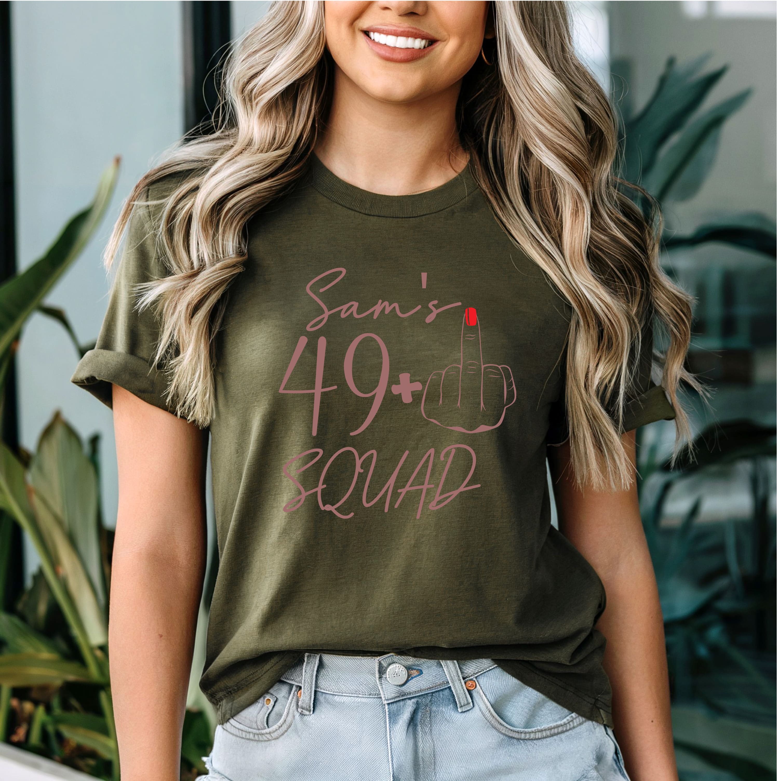 49 Plus Middle finger Shirt | Funny 49 Plus Squad Tee | Trendy Birthday Gift for Men & Women | Casual Graphic T-Shirt