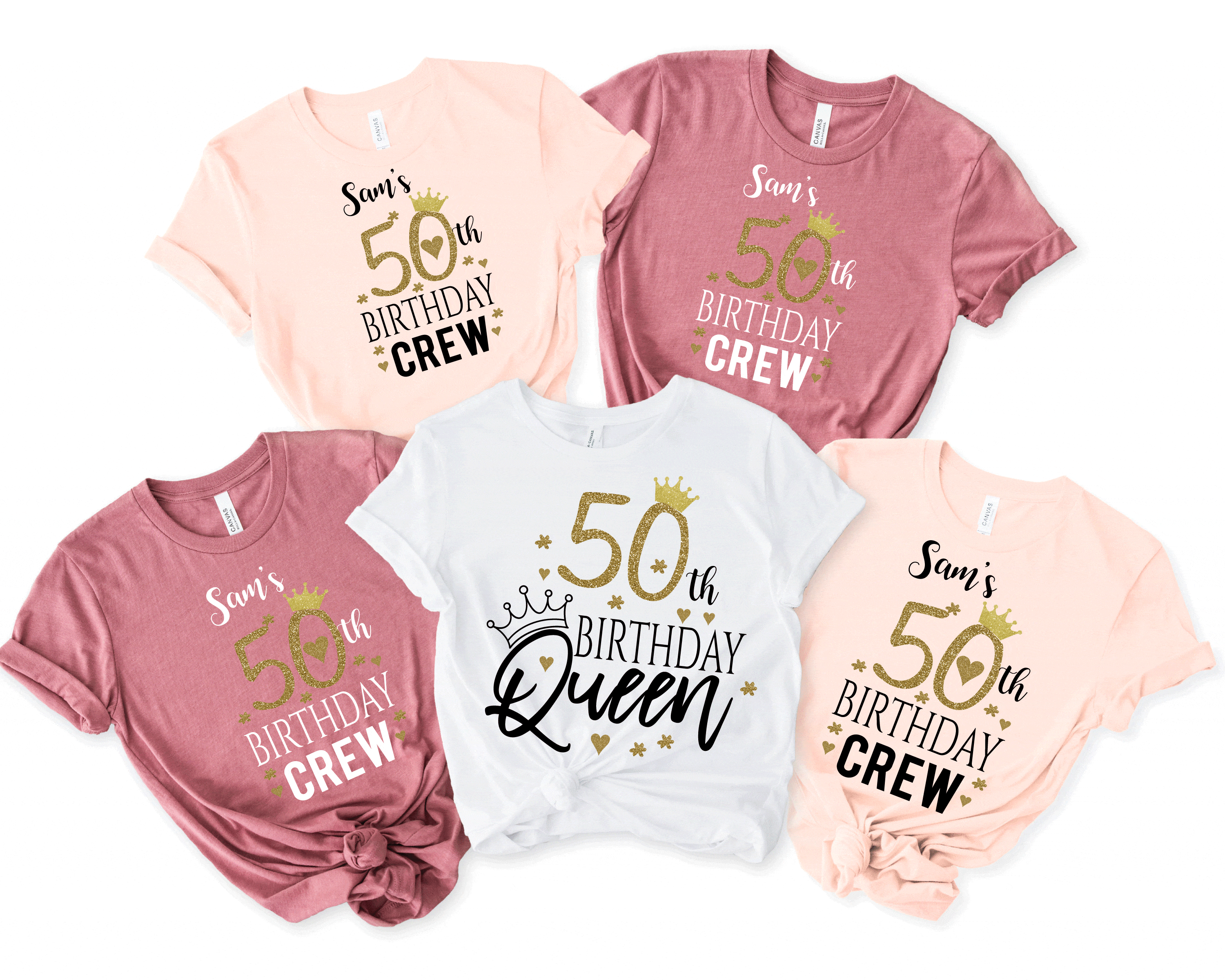 50th Birthday Queen T Shirt, Personalized Girls Squad Tees ,Custom 50 Birthday Trip Party Matching Shirts, Unique Fun Gift Idea