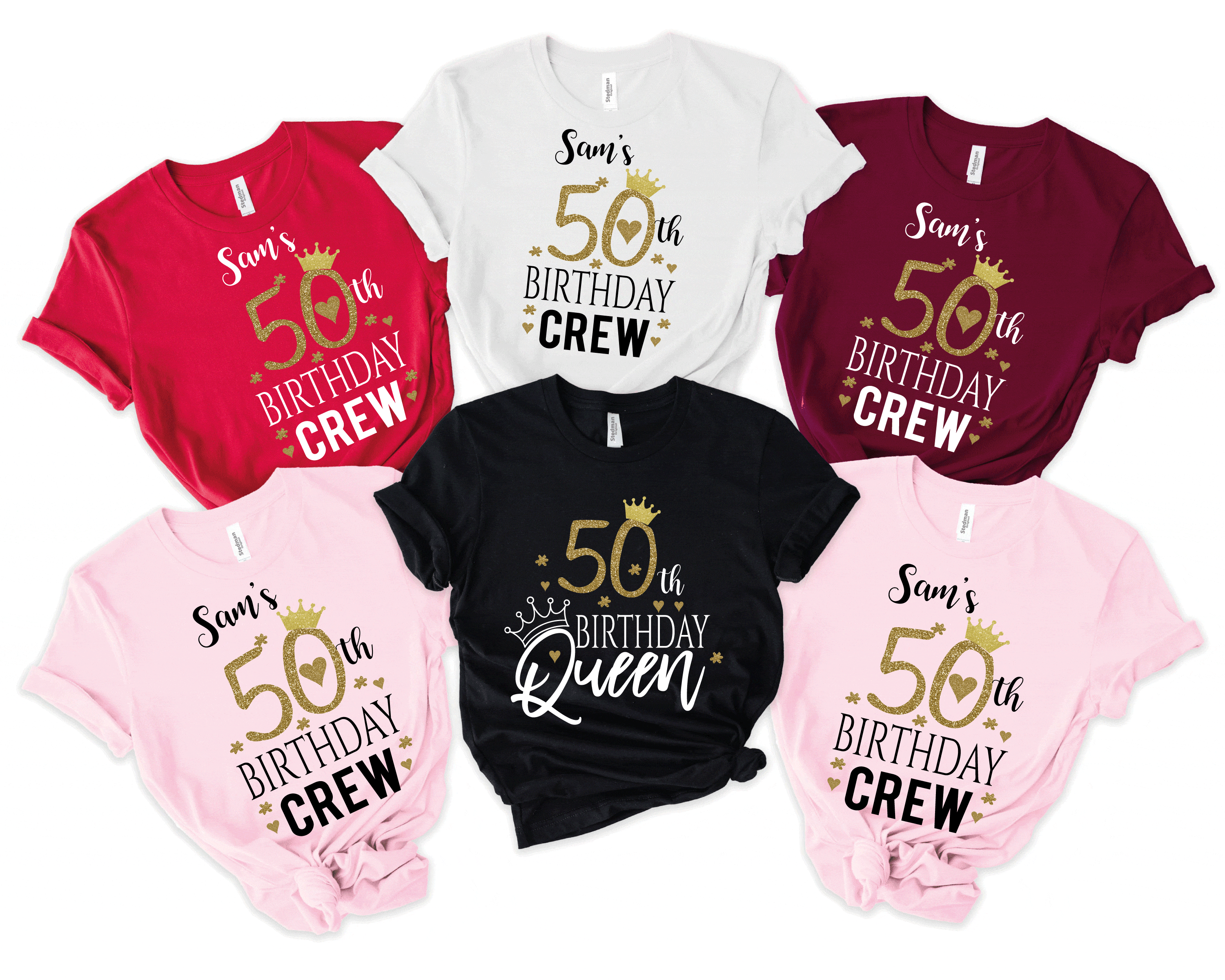 50th Birthday Queen T Shirt, Personalized Girls Squad Tees ,Custom 50 Birthday Trip Party Matching Shirts, Unique Fun Gift Idea