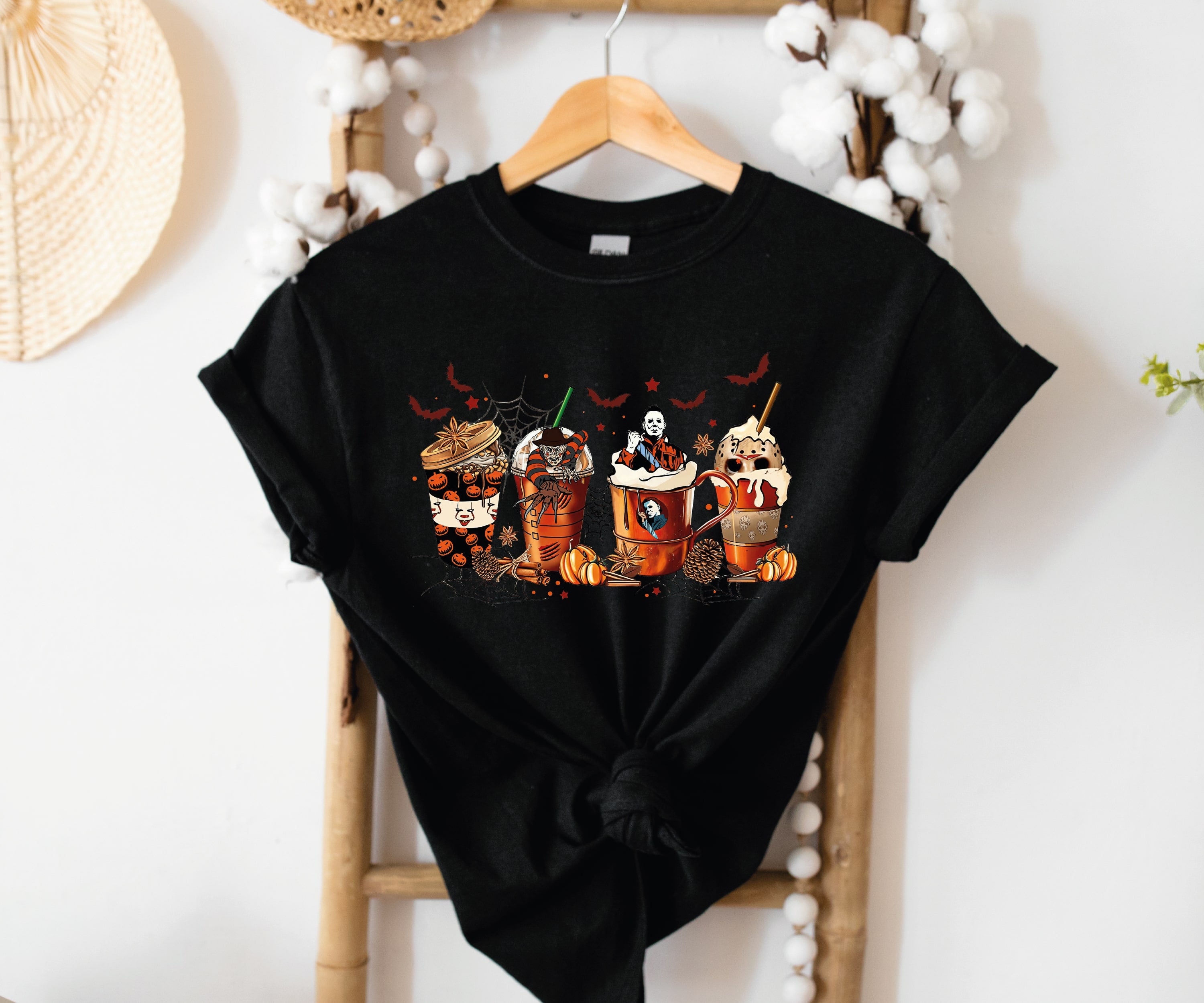 Skeleton Halloween T-Shirt – Skull Coffee Cup Tee for Spooky Season