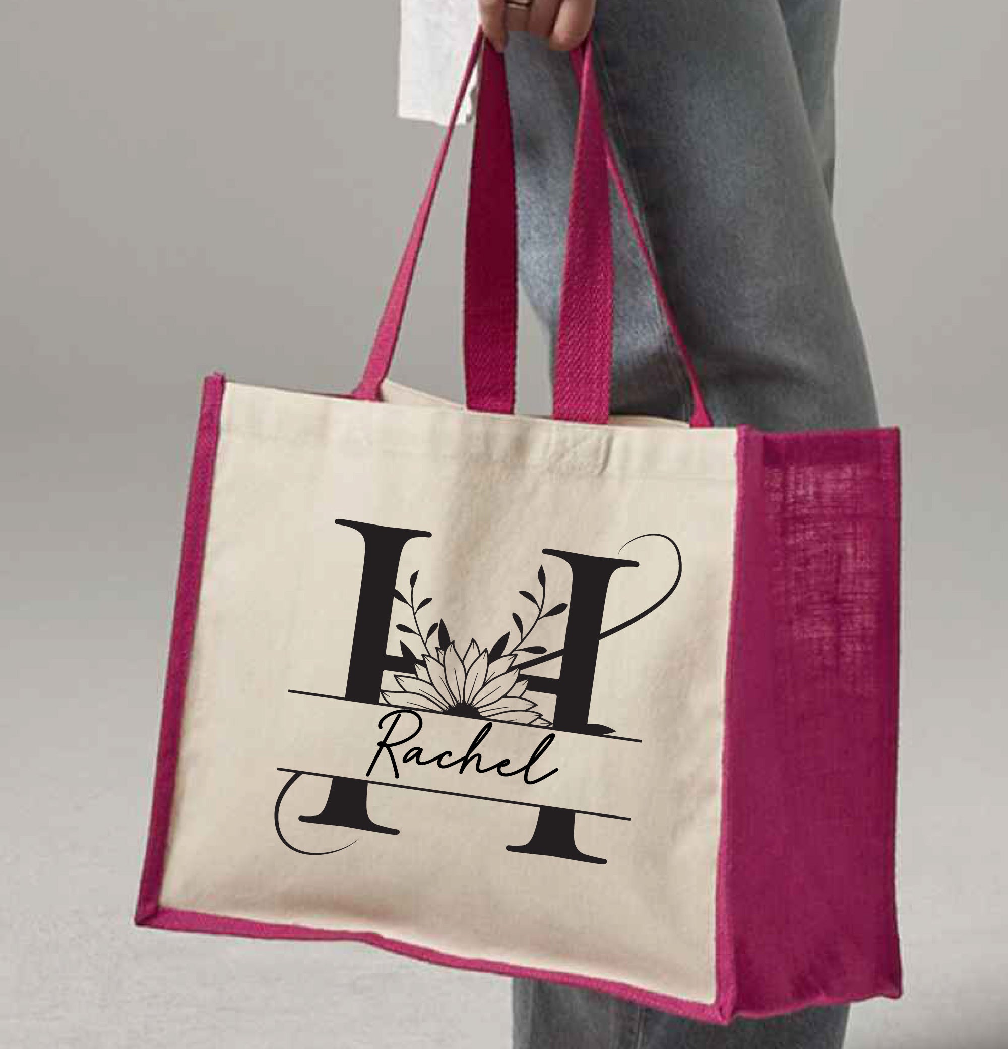 Personalized Tote Bag - Custom Name & Initial - Perfect Gift for Teachers, Moms, Grandmas, Aunts, Weddings & More
